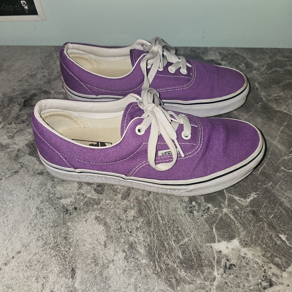 Vans Era Low Top Canvas Sneakers - Grape Purple/White - Women’s 7 - Picture 2 of 8